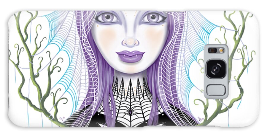 Fantasy Galaxy Case featuring the digital art Insect Girl, Spiderella with Branches by Valerie White