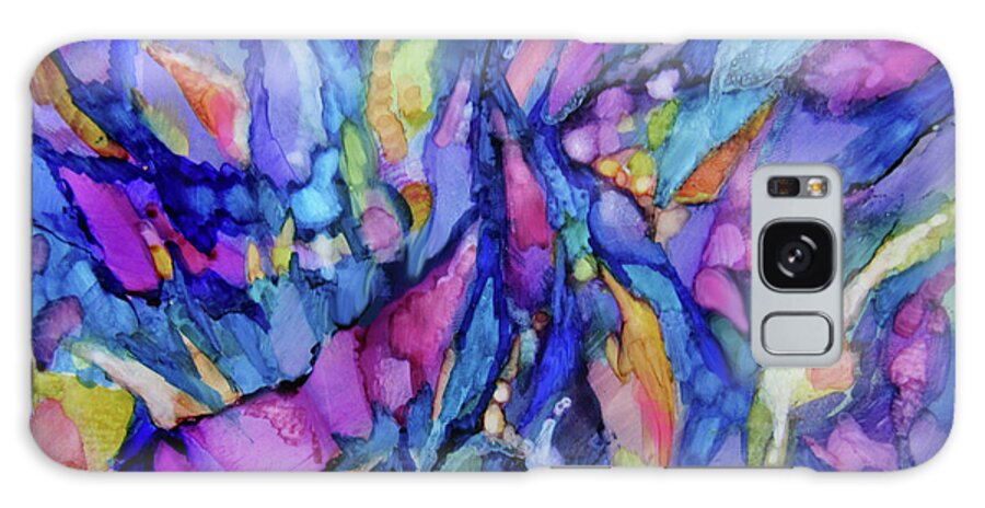 Purple Blue Abstract Galaxy Case featuring the painting Abstract Twilight by Jean Batzell Fitzgerald