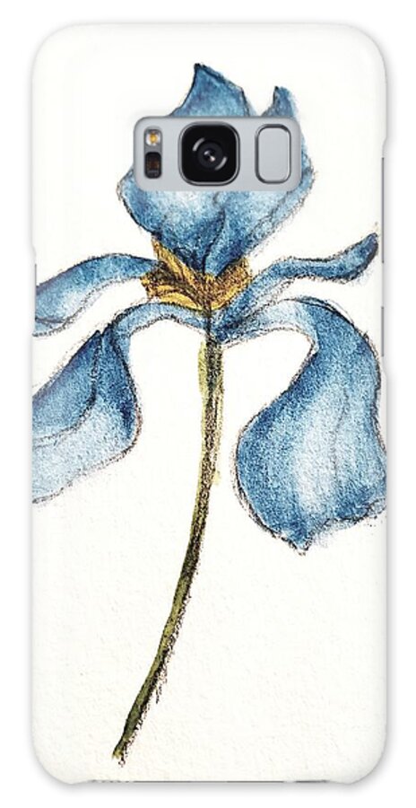 Blue Flower Galaxy Case featuring the painting Iris by Margaret Welsh Willowsilk