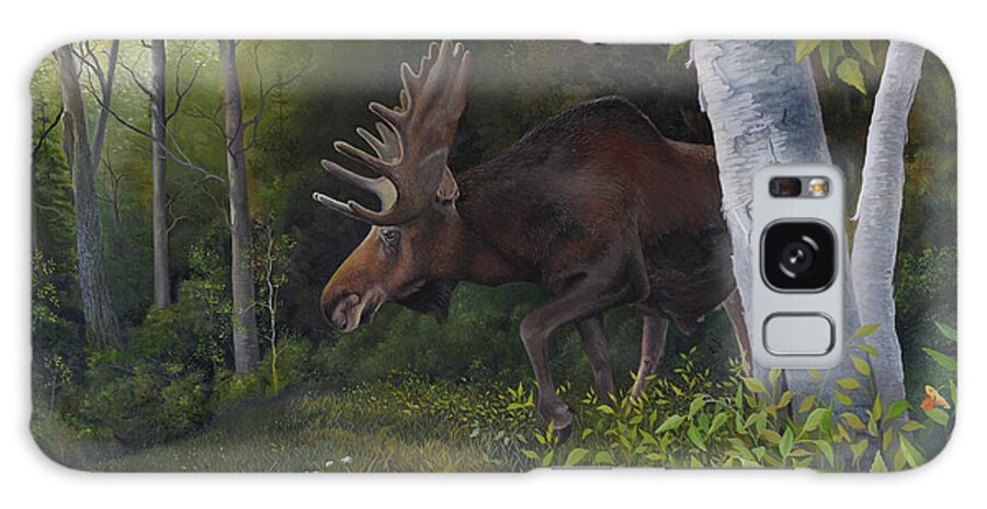 Moose Galaxy Case featuring the painting Northwoods Moose by Charles Owens