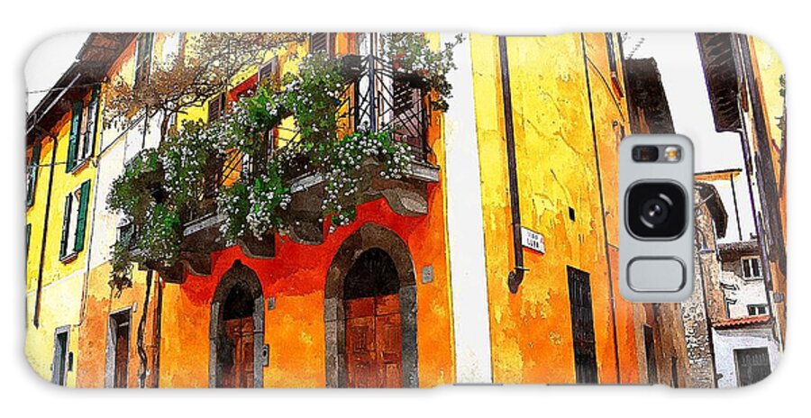Iseo Galaxy Case featuring the photograph Italian Streets in Yellow in Iseo Italy by Ramona Matei