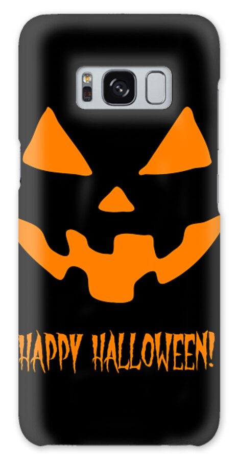 Funny Galaxy Case featuring the digital art Jack-O-Lantern Happy Halloween Pumpkin by Flippin Sweet Gear