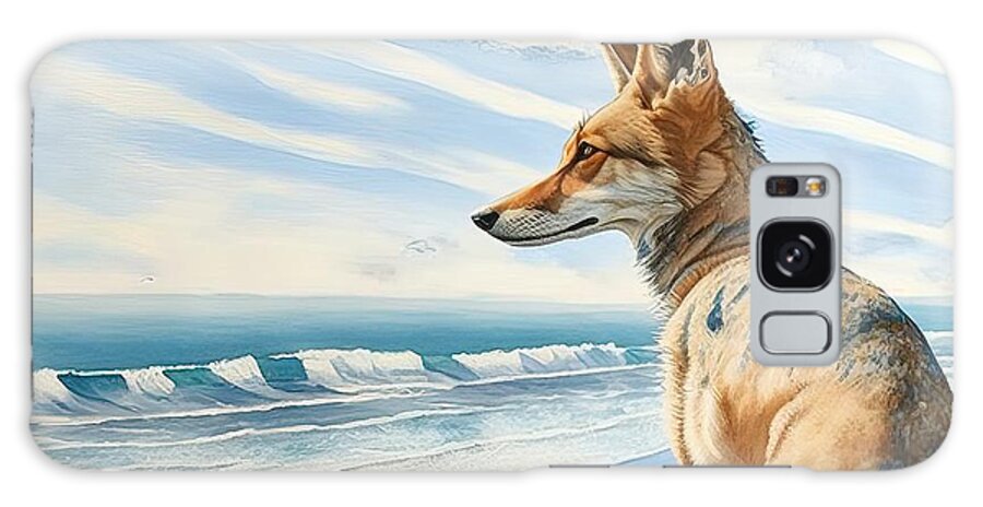 Wild Galaxy Case featuring the painting Jackal At Beach by N Akkash