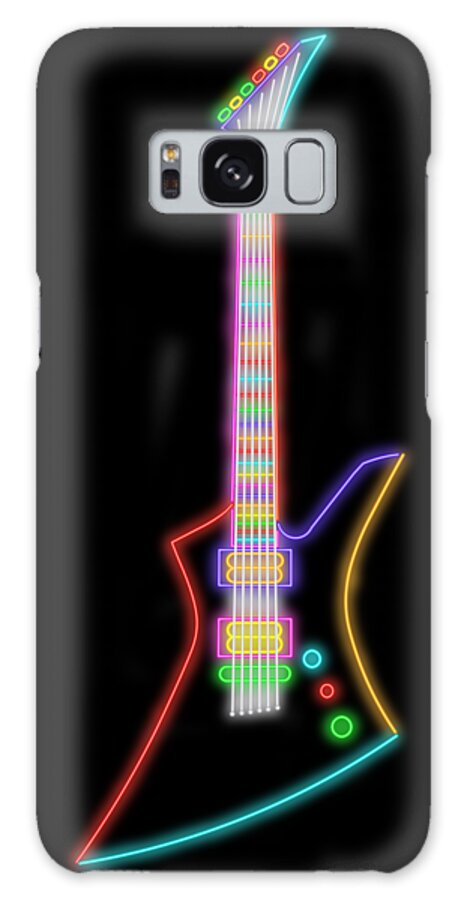 Guitar Galaxy Case featuring the digital art Jackson Kelly Guitar Neon Design by Ricky Barnard