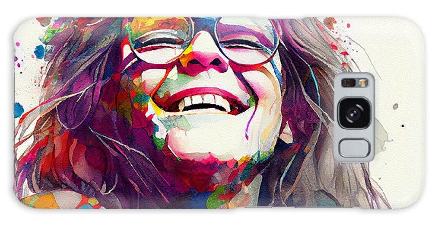 Janis Joplin  Abstract Black Outline Art Galaxy Case featuring the digital art Janis Joplin  abstract black outline details bo adb bf c bd eb by Asar Studios by Celestial Images