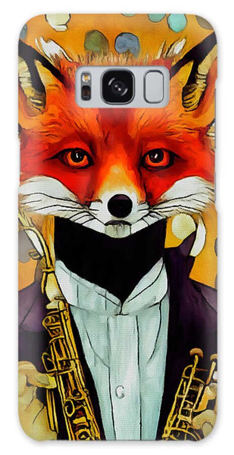 Jazz Galaxy Case featuring the mixed media Jazz Noir Mr Fox by Ann Leech