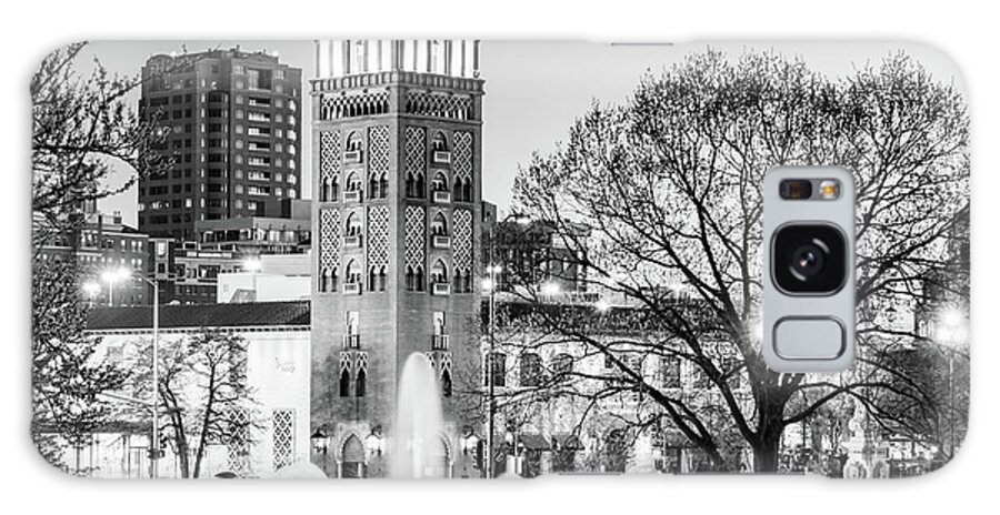Jc Nichols Fountain Galaxy Case featuring the photograph JC Nichols Fountain and Kansas City Plaza - Black and White 1x1 by Gregory Ballos