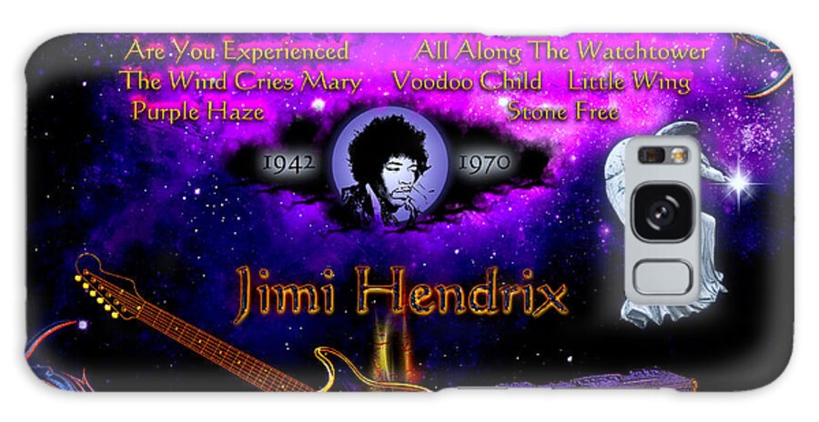 Purple Galaxy Case featuring the digital art Jimi Hendrix by Michael Damiani