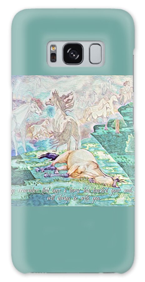 Horse Death Galaxy Case featuring the mixed media Journey Home with Quote by Equus Artisan