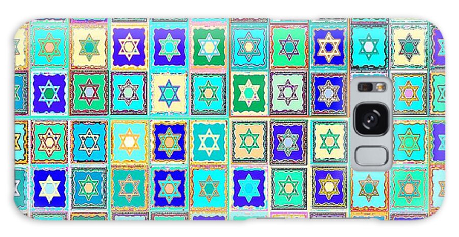 Judaica Galaxy Case featuring the painting JUDAICA Lucky Emerald Stars by Sandra Silberzweig