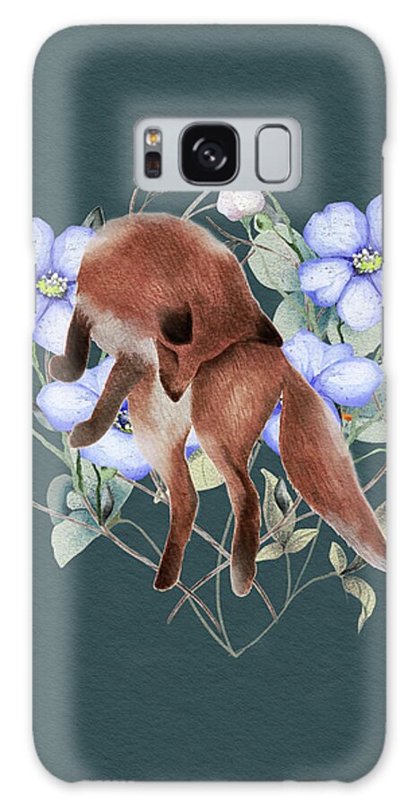 Fox Galaxy Case featuring the painting Jumping Fox With Flowers by Garden Of Delights