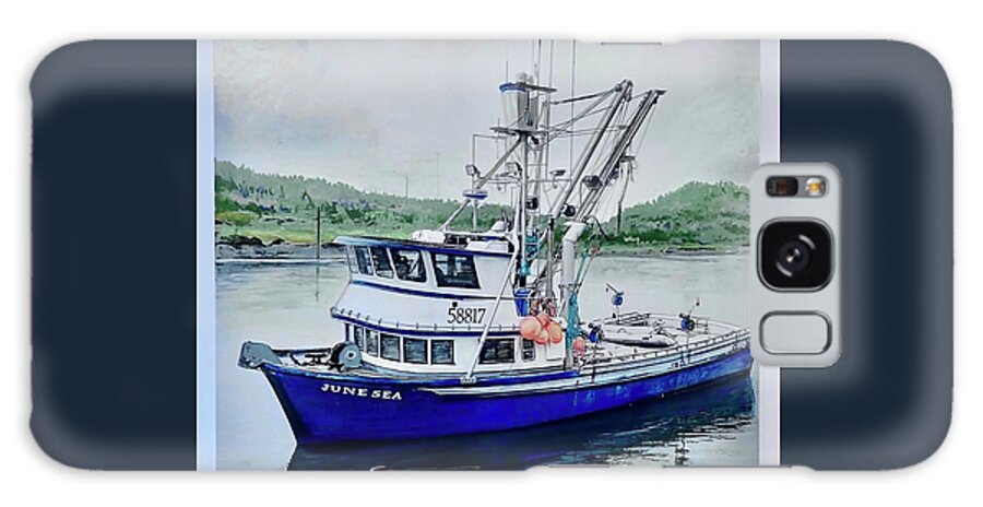 Alaskan Boat Galaxy Case featuring the pastel June Sea by Leizel Grant