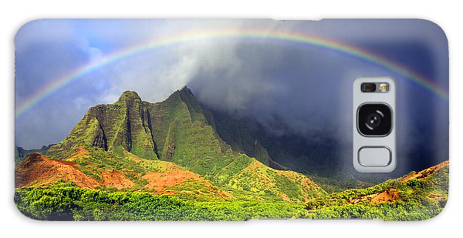 Hawaii Galaxy Case featuring the photograph Kalalau Valley Rainbow by Kevin Smith