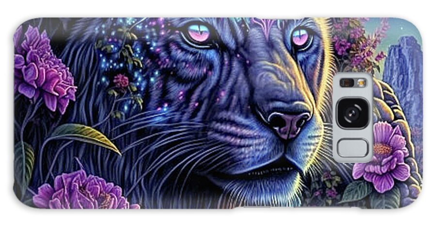 Jungle Cat Galaxy Case featuring the mixed media Kameko by Gayle Berry