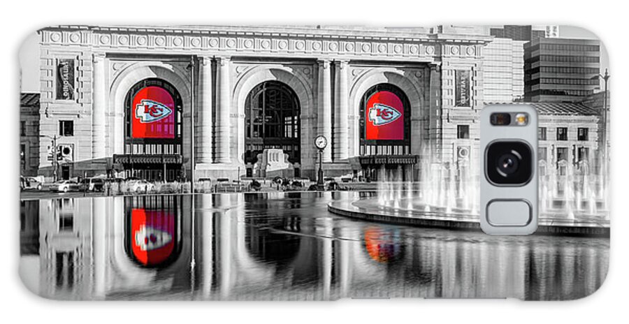 Kansas City Galaxy Case featuring the photograph Kansas City Football Banners on Union Station - Selective Color by Gregory Ballos
