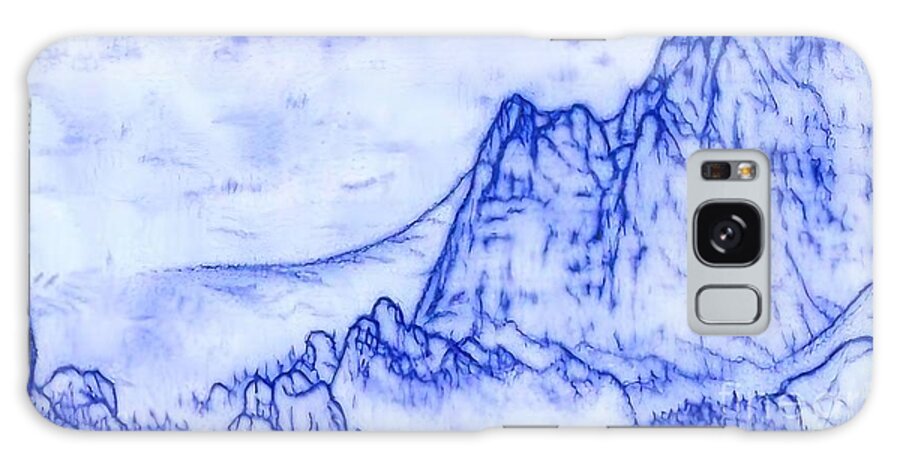 Kauai Galaxy Case featuring the painting Kauai View Painting Kauai hawaii canyon dramatic view panorama blue sea view from above nature mountains travel abstract art asian backdrop background banner china chinese contour curve decorative by N Akkash