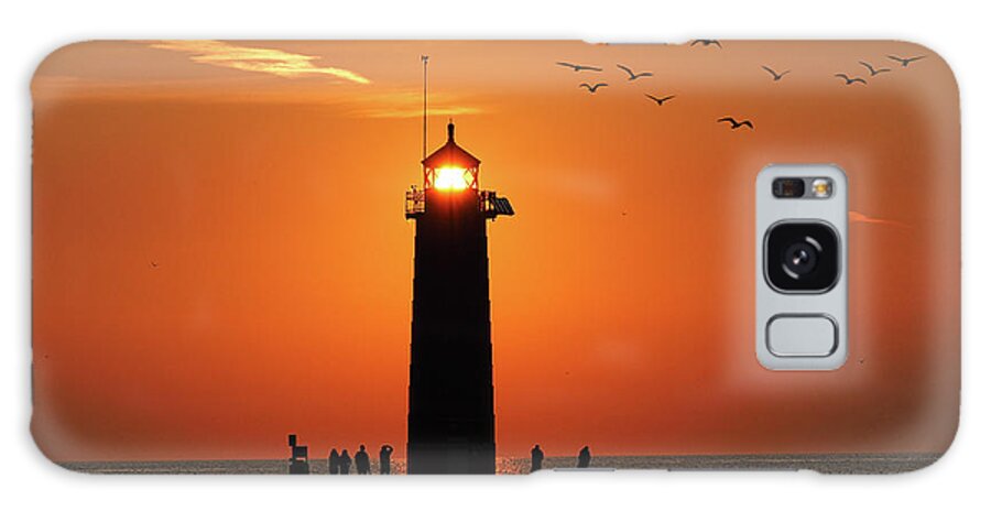 Kenosha Galaxy Case featuring the photograph Kenosha Pierhead Lighthouse Sunrise by Scott Olsen