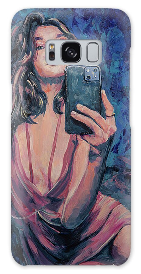 Acrylic Galaxy Case featuring the painting Bluedoir Selfie by Robert FERD Frank