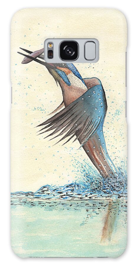 Kingfisher Galaxy Case featuring the painting Kingfisher in Action by Bob Labno