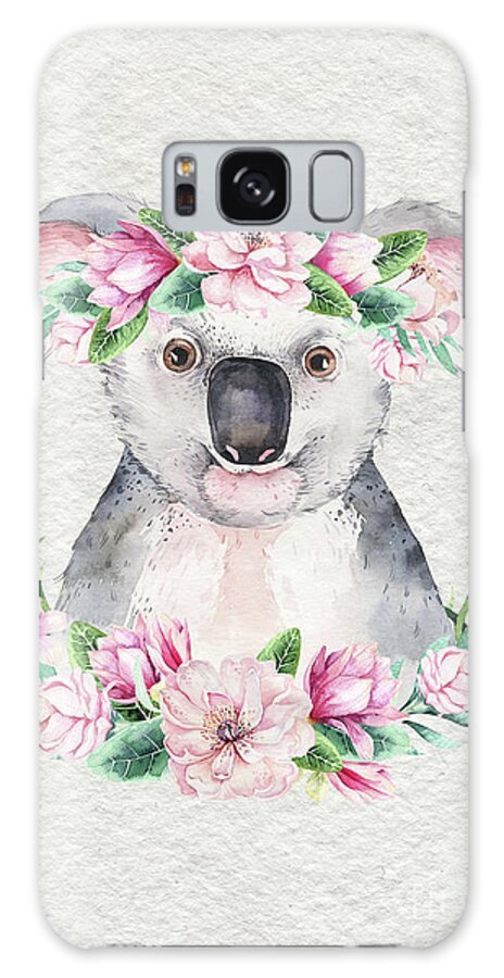 Koala Galaxy Case featuring the painting Koala With Flowers by Nursery Art