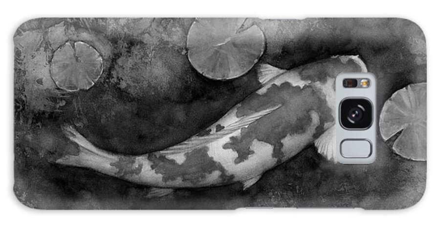 Koi Galaxy Case featuring the painting Koi Pond in Black and White by Hailey E Herrera