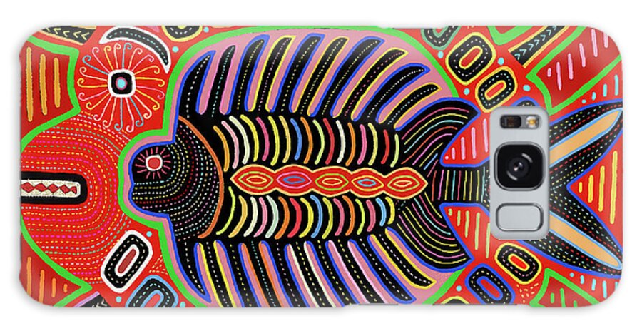 Kuna Indian Mola Galaxy Case featuring the digital art Kuna Indian Pescado Mola by Vagabond Folk Art - Virginia Vivier