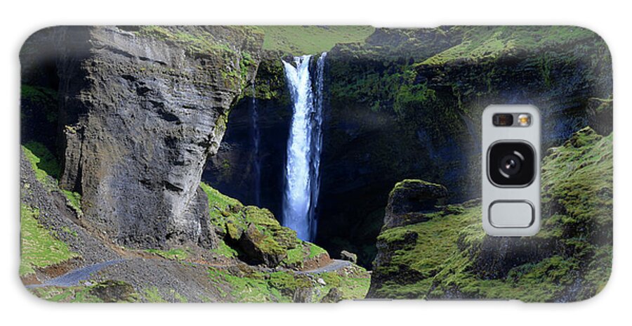 Iceland Galaxy Case featuring the photograph Kvernufoss Waterfall Iceland by Richard Krebs