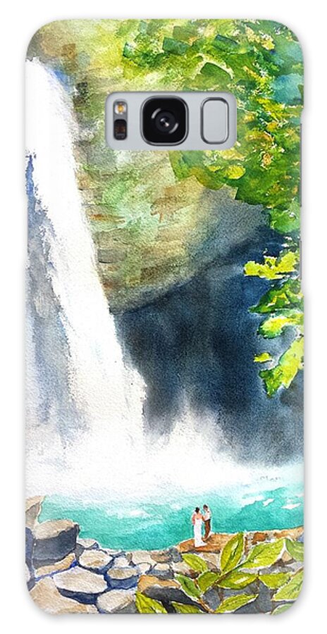 Waterfall Galaxy Case featuring the painting La Fortuna Waterfall by Carlin Blahnik CarlinArtWatercolor