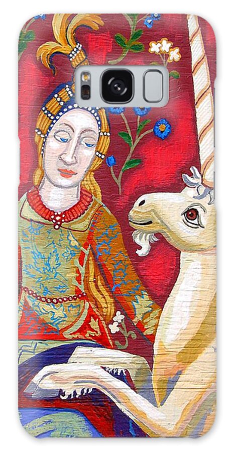 Medieval Tapestries Galaxy Case featuring the painting Lady And The Unicorn Sight by Genevieve Esson