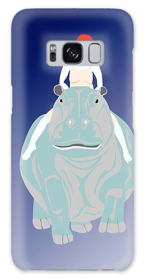 Hippo Galaxy Case featuring the digital art Lady Riding Hippo by Teresamarie Yawn