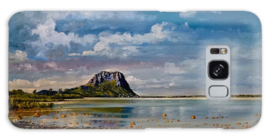  Galaxy Case featuring the painting Le morne rock from Case Noyale in Mauritius by Raouf Oderuth