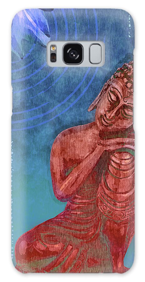 Buddha Galaxy Case featuring the mixed media Leaning Buddha - Reclining Buddha 01 - Blue by Studio Grafiikka