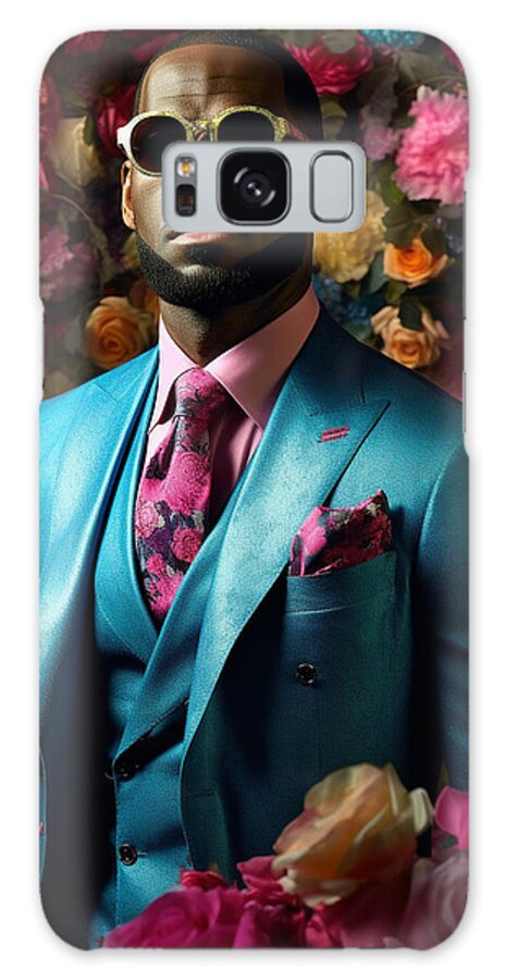 Lebron James The Man Is Dressed In A Short Blue Art Galaxy Case featuring the painting LeBron James the man is dressed in a short blue by Asar Studios by Celestial Images