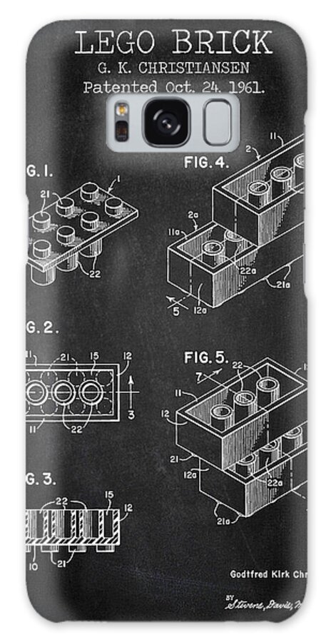 Lego Patent Galaxy Case featuring the digital art Lego brick chalkboard patent by Dennson Creative