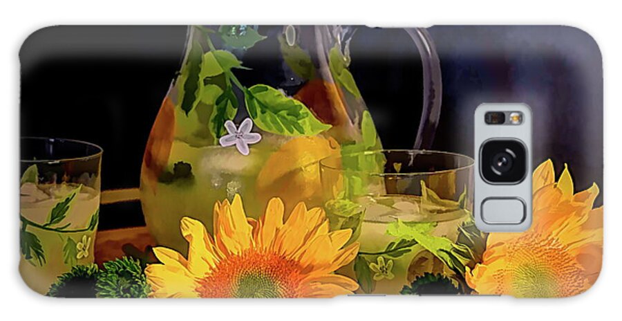 Sunflowers Galaxy Case featuring the photograph Lemonade, Sunflowers and Pompon Buttons by Diana Mary Sharpton