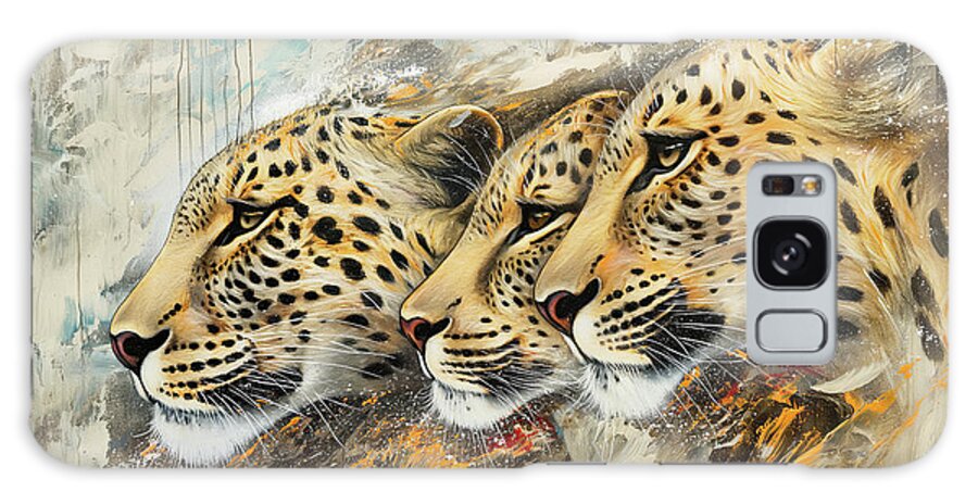 Cat Galaxy Case featuring the painting Leopard Trilogy by Tina LeCour