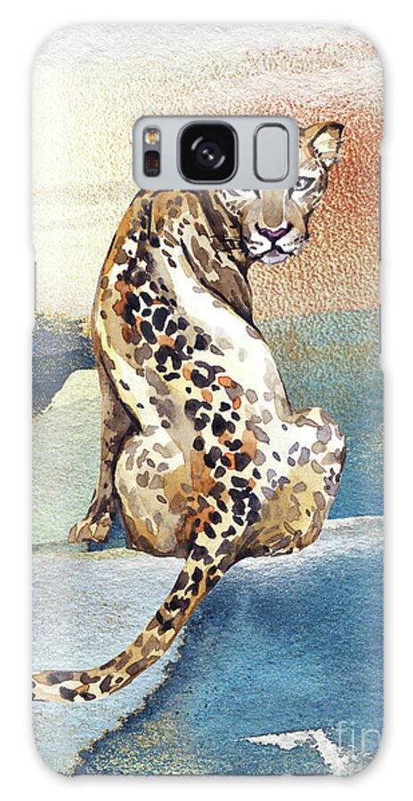 Leopard Galaxy Case featuring the painting Leopard Watercolor Animal Art Painting by Garden Of Delights