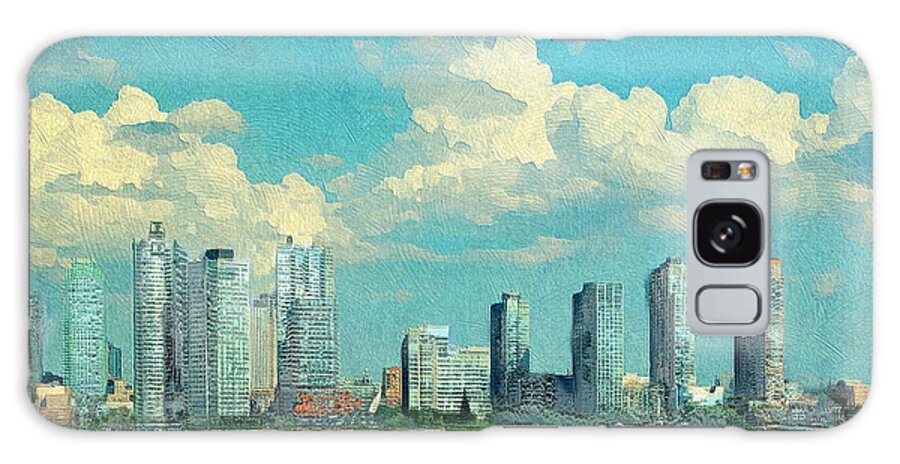 Lic Galaxy Case featuring the photograph LIC on a Blue Sky, Puffy Cloud Day by Carol Whaley Addassi