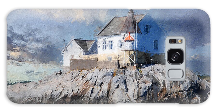 Lighthouse Galaxy Case featuring the digital art Saltholmen lighthouse by Geir Rosset