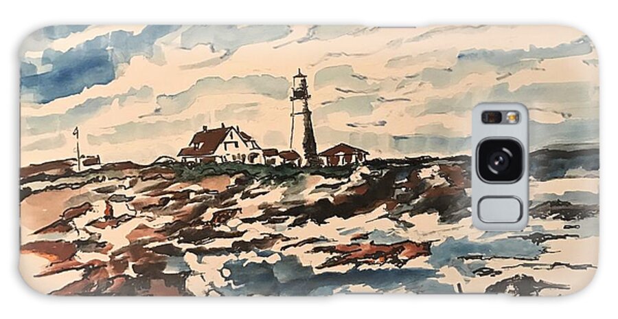  Galaxy Case featuring the painting Lighthouse by Angie ONeal