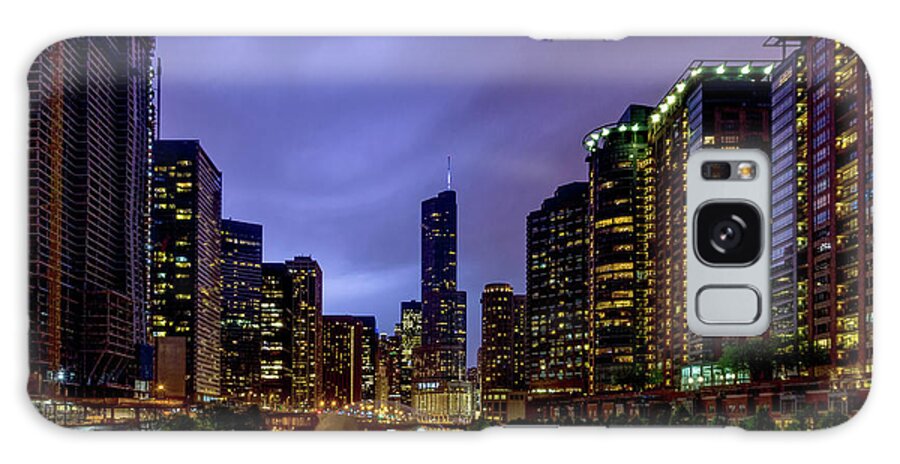 Chicago Galaxy Case featuring the photograph Lightning Over Chicago River by Jennifer White