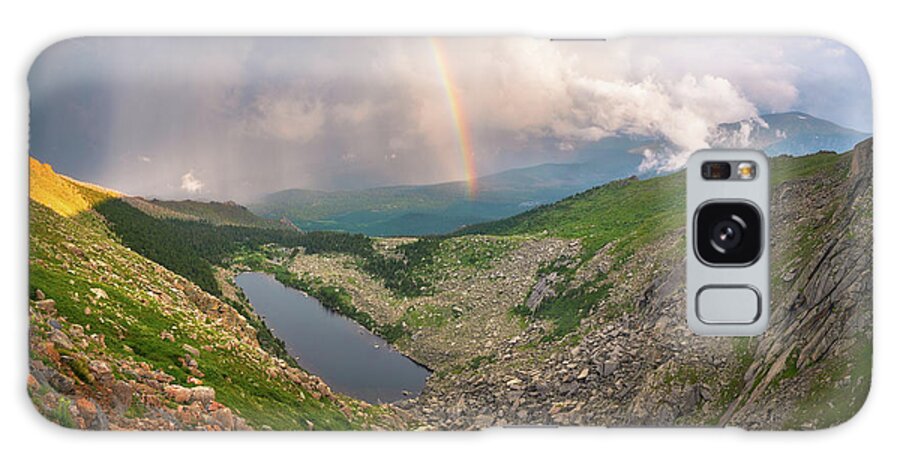 Colorado Galaxy Case featuring the photograph Lincoln Lake Rainbow Pano by Darren White