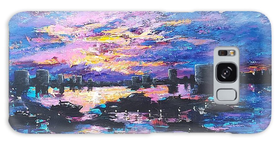 Sunset Galaxy Case featuring the painting Liquid Sunset by Lisa Debaets