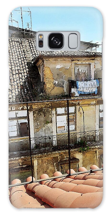 Old Town Galaxy Case featuring the digital art Lisbon Downtown Roof Tops And Rustic Walls Laundry Day by Irina Sztukowski