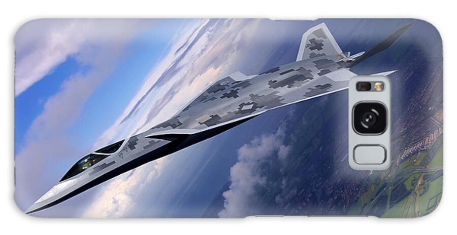 Lmt Galaxy Case featuring the digital art Lockheed LMT Raven II Vertical Climb by Custom Aviation Art
