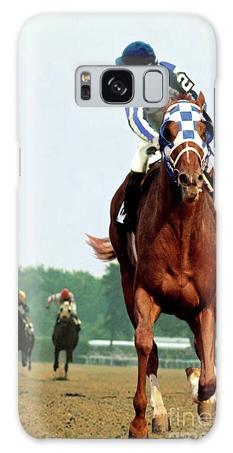 1 1/2 Mile Galaxy Case featuring the painting Looking Back, 1 1/2 mile Belmont Stakes Secretariat 06/09/73 time 2 24 - painting by Thomas Pollart