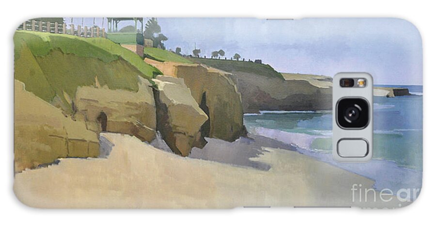 Lookout Galaxy Case featuring the painting Lookout over Boomer Beach, La Jolla - San Diego, California by Paul Strahm