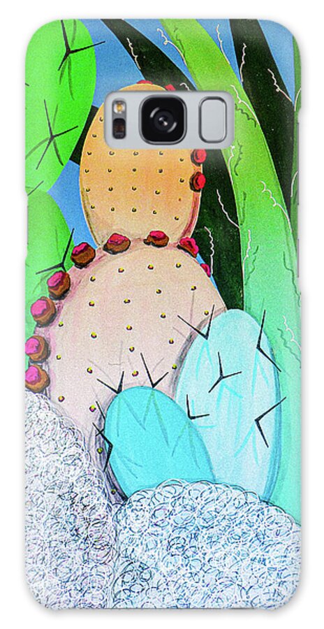New Mexico Galaxy Case featuring the painting Lots of Cactus by Ted Clifton