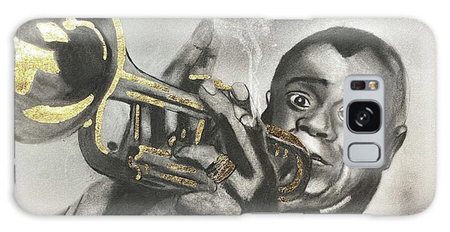 Louis Armstrong Galaxy Case featuring the drawing Louis Armstrong by Nadija Armusik