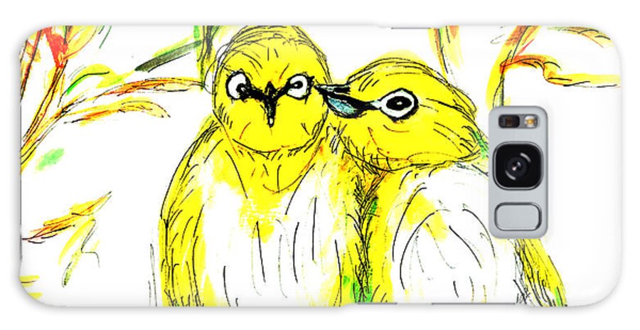 Birds Galaxy Case featuring the mixed media Love Birds by Brent Knippel